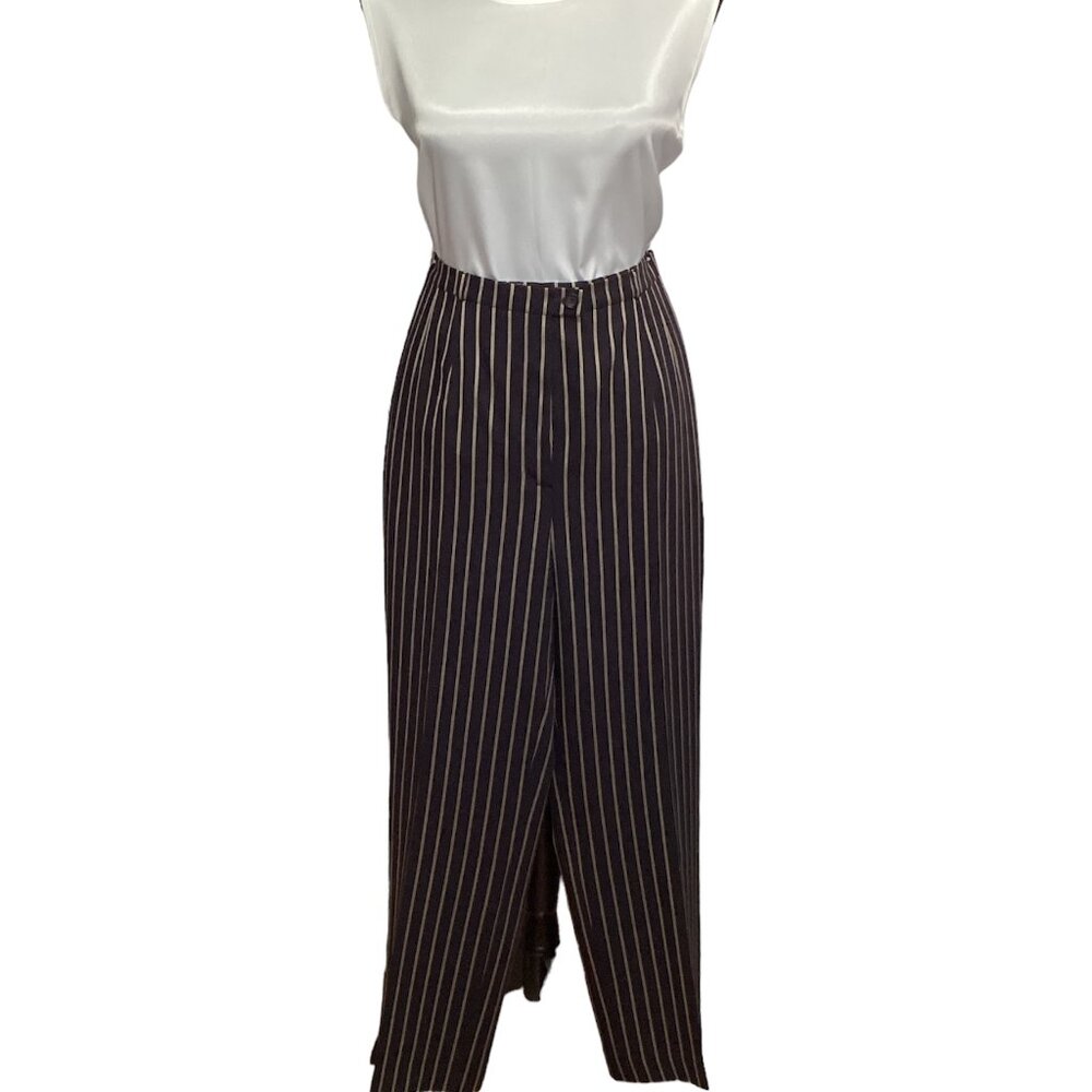 BASLER Vintage Navy Pinstripe Wide Leg Pant Size 40